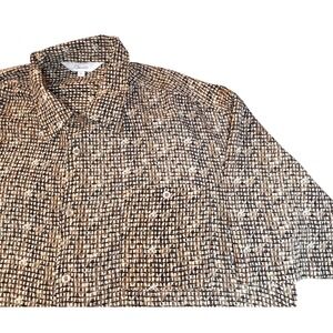 Vintage Genelli  Button up Shirt men's xl snake skin print ‎ Abstract Rayon